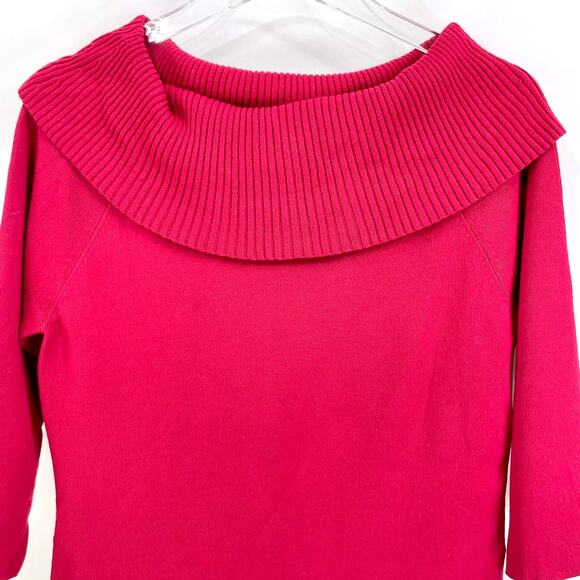 LOFT Red Knit Cowl Neck Long Sleeve Sweater - Picture 9 of 11